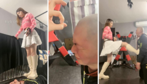 【领主老大】聋哑狗悲惨人生-高跟踩踏揪耳朵十字架捆绑鞭打-97LZTD-96420